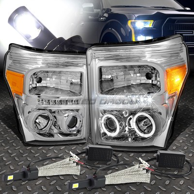 ХРОМИРОВАННЫЙ КОРПУС СВЕТОДИОДНОЙ ФАРЫ HALO + СИСТЕМА БЕЛЫХ СВЕТОДИОДОВ 6000K ДЛЯ 11-16 SUPERDUTY