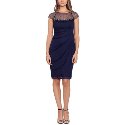 

Женское синее платье-футляр с бисером и кокеткой X by Xscape Petites  BHFO 4413, Navy