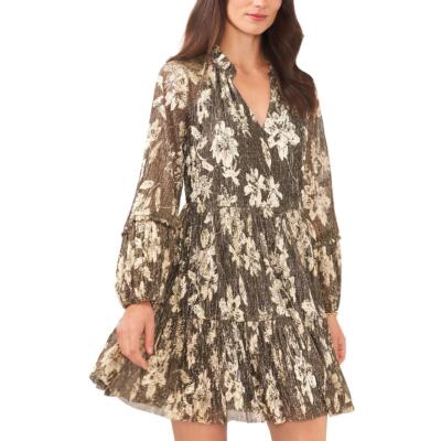 Vince Camuto Womens Metallic Mini V-Neck Cocktail And Party Dress BHFO 5541