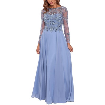 Xscape Женское синее макси-платье с бисером для особых случаев, вечернее платье 16 BHFO 0042