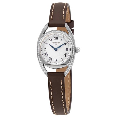 Женские часы Longines с эквестрийским кварцевым бриллиантовым серебряным гильошированным циферблатом
