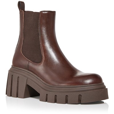 Aqua Womens Sante Leather Platform Padded Insole Chelsea Boots BHFO 7733