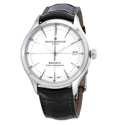 Pre-owned Baume & Mercier Baume Et Mercier Clifton Baumatic Automatic Men's Black Leather Watch 10518