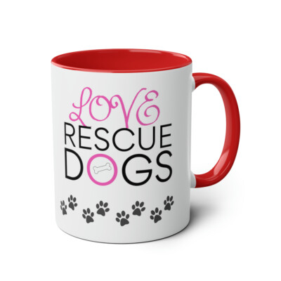 Love Rescue Dogs Two-Tone Mug, 11oz