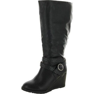 

Женские черные сапоги до колена Journee Collection, размер 7,5, средний (B,M) BHFO 0409, Черный, BHFOXWC