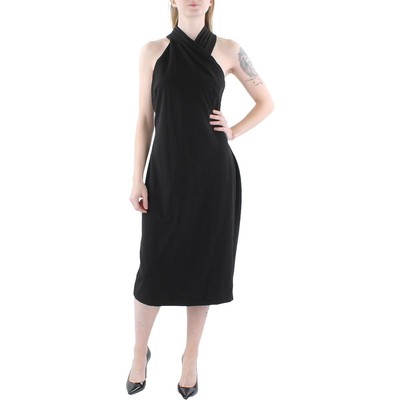 Женское платье миди из черного крепа до колен Rachel Rachel Roy от Harland, M BHFO 4437