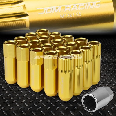 ЗОЛОТИСТЫЙ АЛЮМИНИЕВЫЙ ШЛИЦ С ОТКРЫТЫМ КОНЦОМ, 16 ВЫСТУПОВ + 4 КОНТРГАЙКИ + КЛЮЧ M12X1.25 60 ММ 20 ММ В ДИАМЕТРЕ