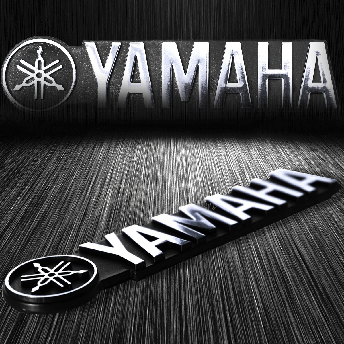 4.75"ABS 5mm 3D Emblem Decal Logo+Letter Fairing Sticker for Yamaha Chrome/Black eBay