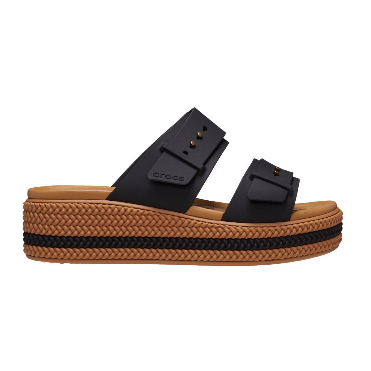 コブクロ New Womens CROCS BROOKLYN WOVEN BUCKLE 209978-001 BLACK US W 5-9