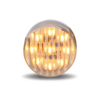 2'' Amber Ribbed LED Marker Light - 9 Diodes - Clear Lens - Set of 4