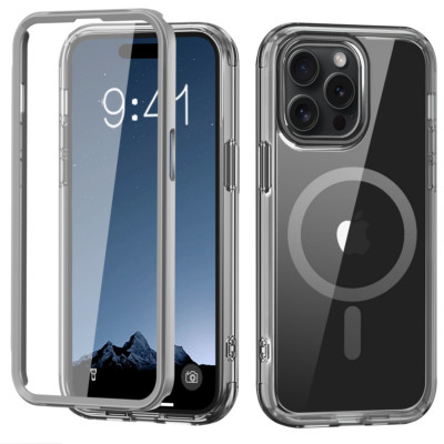 Fr iPhone 15 14 13 12 11 Clear Cover MagSafe Case with Built-in Screen Protector