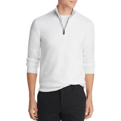 

Мужской белый хлопковый свитер с воротником-стойкой на молнии 1/2 The Mens Store  BHFO 8911