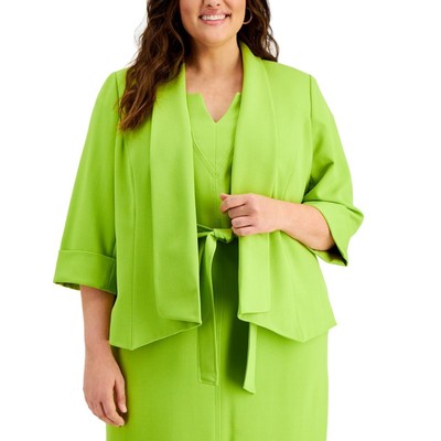 

Женский зеленый костюм Kasper, раздельный блейзер с открытым передом, плюс  BHFO 9763, Kiwi