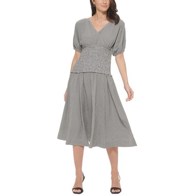 Женское летнее миди-платье Calvin Klein с пышными рукавами и черным стихарем 6 BHFO 6475