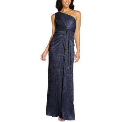 

Adrianna Papell Womens Stardust Длинное вечернее платье с рюшами Petites BHFO 4276, Navy night