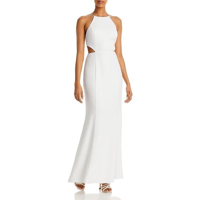 

Аква женское белое вечернее платье с вырезом на шее  BHFO 8136, Off white