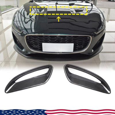 For Jaguar F-TYPE 13-24 Real Carbon Fiber Hood Air Intake Vent Trim Frame