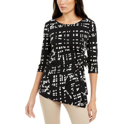 Женская черная блузка с широким вырезом и галстуком сбоку от Alfani, XL BHFO 1097