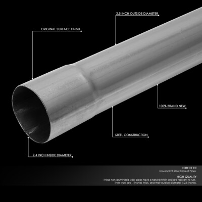 16PCS 2.5"OD STEEL DIY CUSTOM MANDREL EXHAUST TUBING PIPE STRAIGHT & BEND KIT