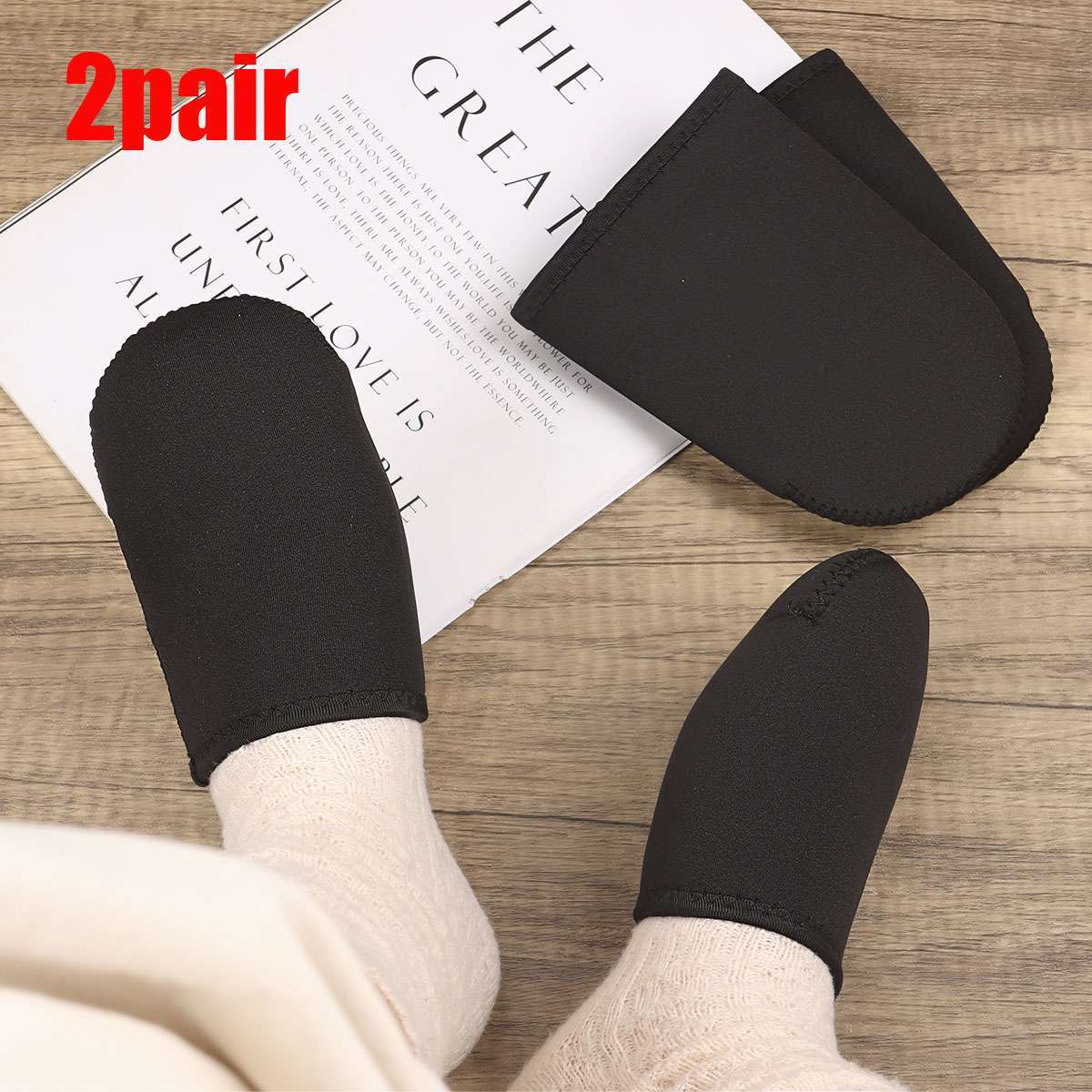 2 Pairs 3mm Neoprene Toe Warmers Black Feet Warmer Toe Covers Thermal Foot