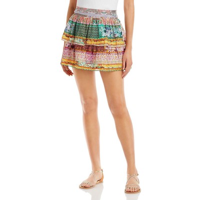 Женская многоуровневая мини-юбка Jojo из фиолетового хлопка с принтом Alice and Olivia 2 BHFO 0831