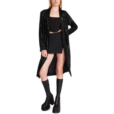 Черный длинный кардиган-кимоно с блестками Steve Madden Womens Show Stopper L BHFO 0217