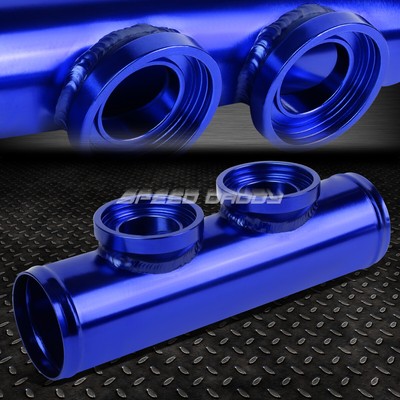 ДВОЙНОЙ АЛЮМИНИЕВЫЙ ТУРБО-ПРОДУВОЧНЫЙ КЛАПАН SSQV 2.5 С ФЛАНЦЕВЫМ ПАТРУБКОМ / ПЕРЕХОДНИКОМ ДЛЯ ПРОДУВКИ СИНИЙ