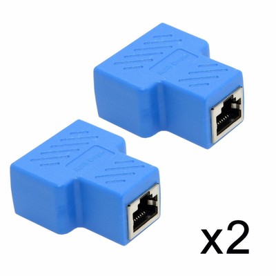 2pcs RJ45 Splitter Ethernet Switcher Adapter to STP UTP Cat6 RJ45 Plug Adapter