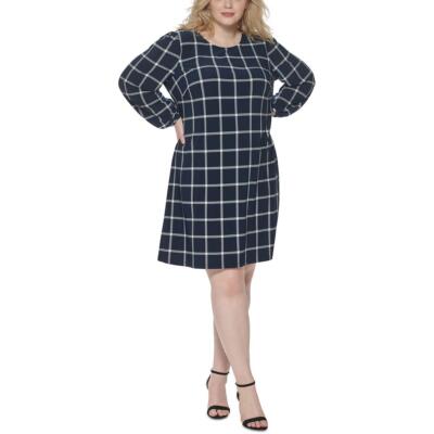 

Женское платье выше колена с длинным рукавом Tommy Hilfiger Wear to Work Plus BHFO 3559, Sky captian/ecru