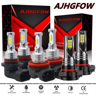 LED Headlight Fog Light Bulbs Combo For Chevy Silverado 1500 2500HD 2007-2015
