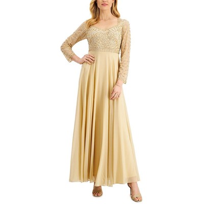 Женское бежевое вечернее платье JKara с вырезами и украшениями, 16 BHFO 0394