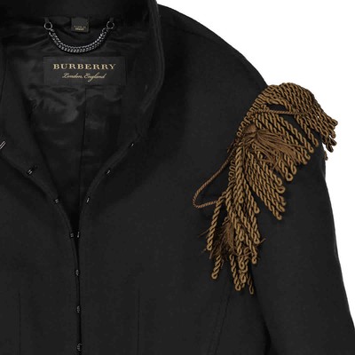 Pre-owned Burberry Ladies Dark Navy Braid Detail Military Wool Jacket In Blue