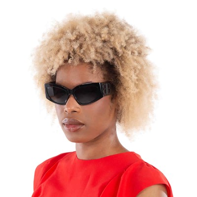Pre-owned Balenciaga Grey Rectangular Ladies Sunglasses Bb0321s 001 57 Bb0321s 001 57 In Gray