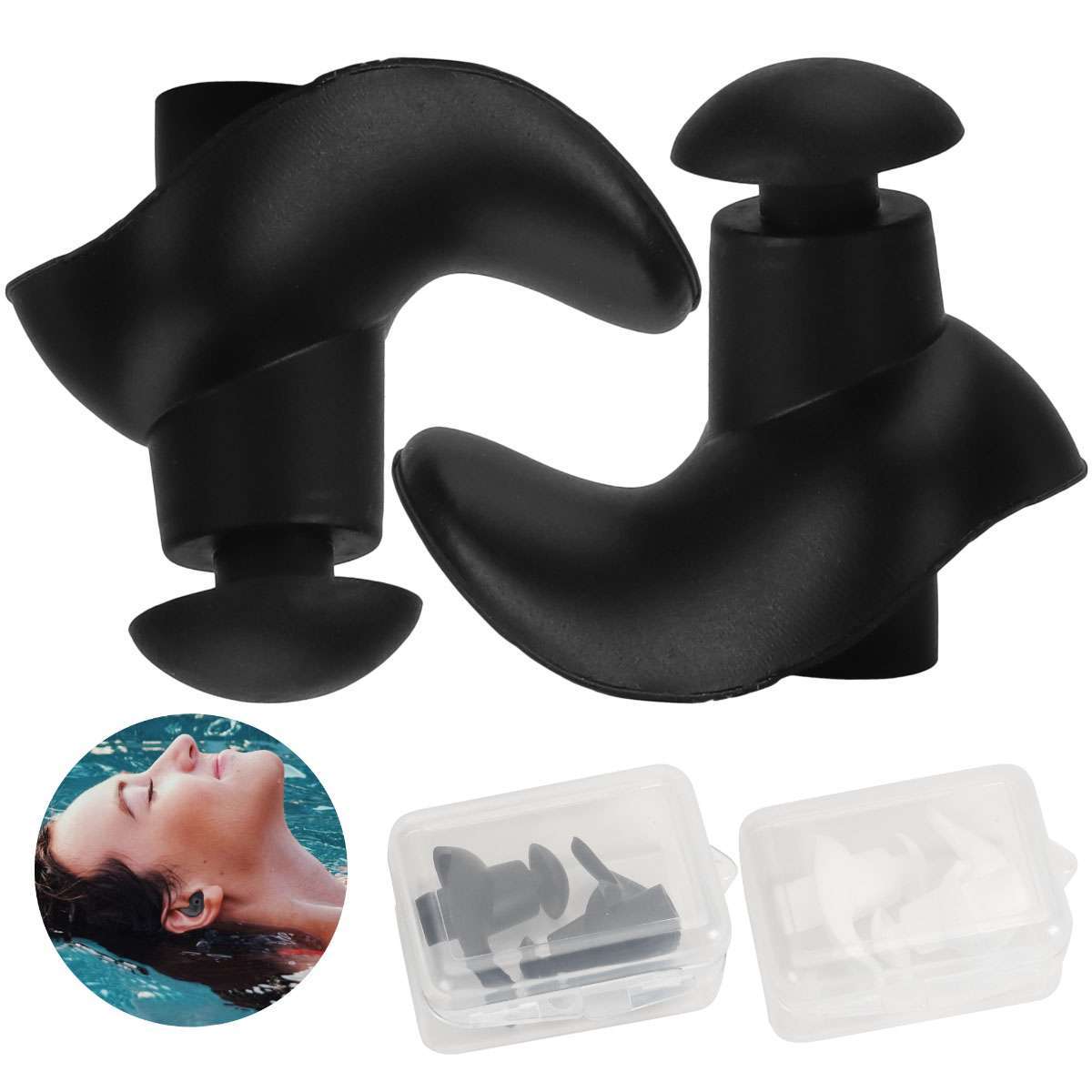 1/5/10Pairs Soft Silicone Swimming Surfing Ear Plugs Reusable Silicone w/Case