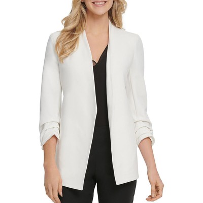 DKNY Womens Ivory Crepe Long Sleeves Open-Front Blazer Jacket XS BHFO 4860