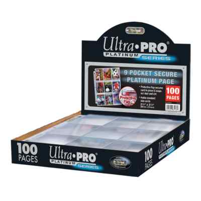 (10 Pages) Ultra Pro 9-Pocket Page with Secure Flap Platinum Trading Card Pages