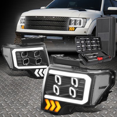 ДЛЯ 09-14 FORD F-150 СВЕТОДИОДНЫЕ ФАРЫ ПРОЕКТОРА QUAD HALO BLACK CLEAR+ НАБОР ИНСТРУМЕНТОВ