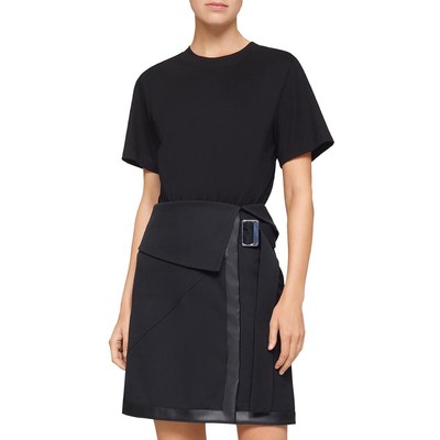 

Черное женское мини-платье-футболка из твила 3.1 Phillip Lim с поясом  BHFO 1543, Черный