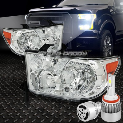 ХРОМИРОВАННЫЙ КОРПУС ФАРЫ ЯНТАРНОГО ЦВЕТА + БЕЛЫЙ СВЕТОДИОД H8 HID с ВЕНТИЛЯТОРОМ ДЛЯ 07-13 TUNDRA