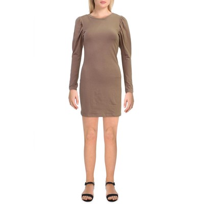 Женская коричневая повседневная мини-рубашка с пышными рукавами Aqua Womens XS BHFO 0591