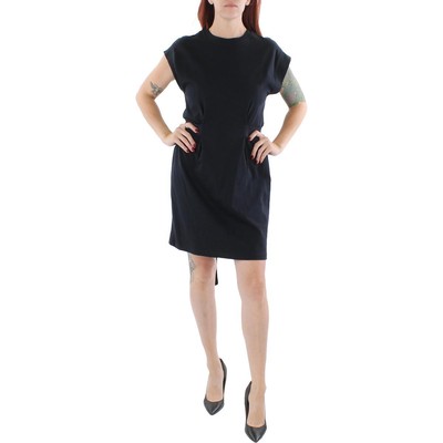 Женское темно-синее трикотажное платье-сорочка до колена с коротким рукавом Vince Womens S BHFO 7471