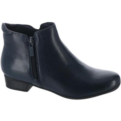 Trotters Womens Major Navy Leather Booties Shoes 8 Wide (C,D,W) BHFO 1725