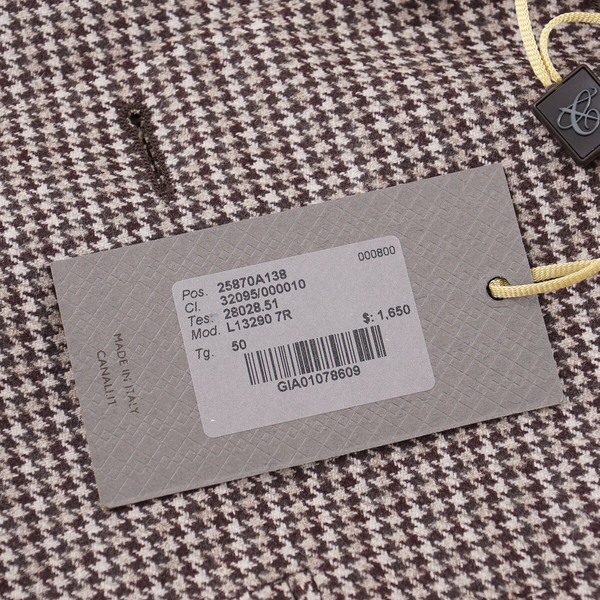 Pre-owned Canali Classic-fit Houndstooth Check Flannel Wool Sport Coat 40r (eu 50) In Brown