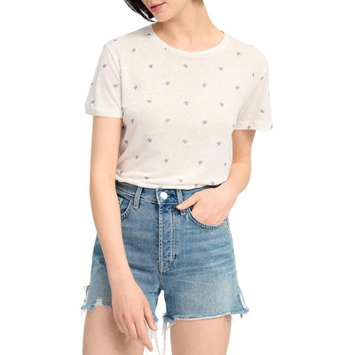 

Женская белая легкая футболка с круглым вырезом Sanctuary Top  BHFO 0896, White starfish print