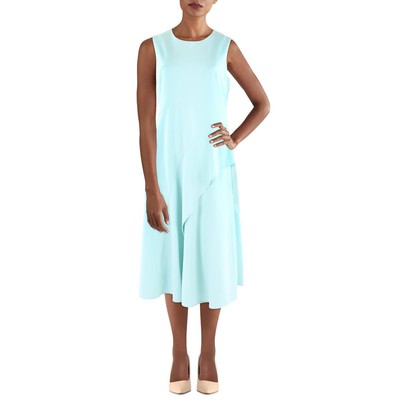 

Calvin Klein Womens Green Scuba Midi Dress без рукавов с облегающим силуэтом и расклешенными рукавами  BHFO 5466, Light green