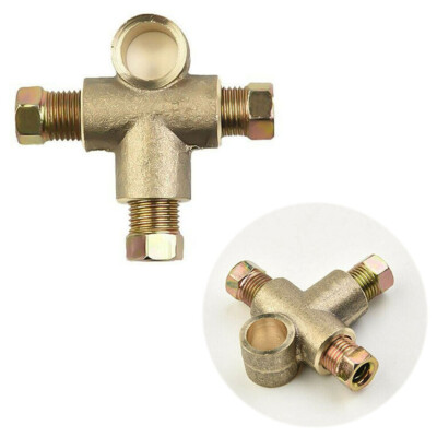 T-Shap Brake Line Tee Hose Connector 3-Way Adapter With 3 Male Nuts Union-3/16''