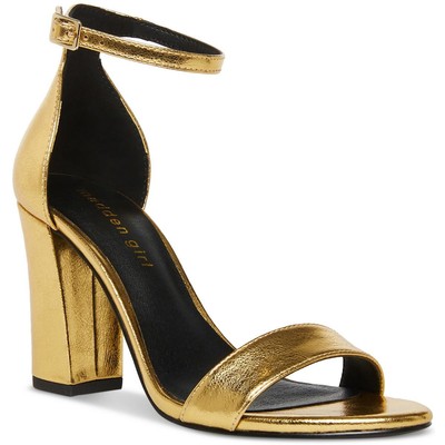 Steve Madden Женские босоножки Bella Gold с металлическим каблуком-блоком 8,5 Средний (B, M) BHFO 1157