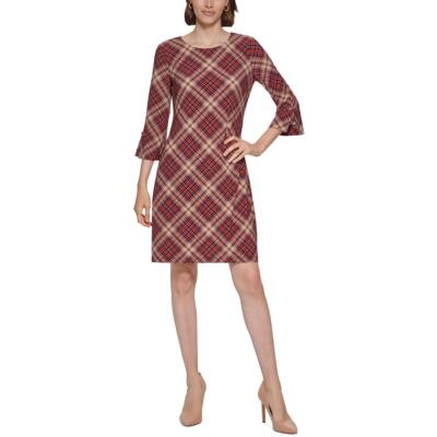 

Женское клетчатое мини-платье-футляр Tommy Hilfiger с рукавами 3/4 BHFO 4450, Aubergine multi