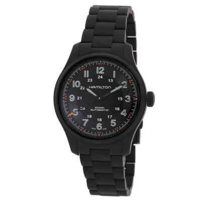 Pre-owned Hamilton Khaki Field Titanium Automatic Black Dial Men's Watch H70665130