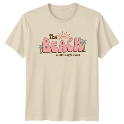 The Beach Is My Happy Place Retro Summer Beach T-Shirt